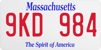 MA license plate 9KD984