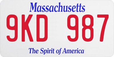 MA license plate 9KD987