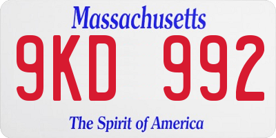 MA license plate 9KD992