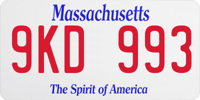 MA license plate 9KD993