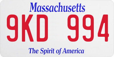 MA license plate 9KD994