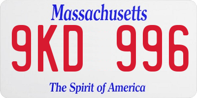 MA license plate 9KD996