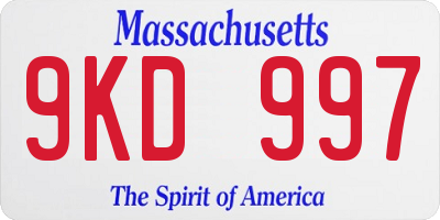 MA license plate 9KD997