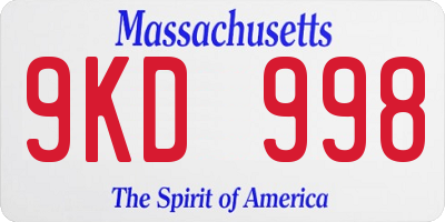 MA license plate 9KD998