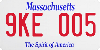 MA license plate 9KE005