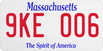 MA license plate 9KE006