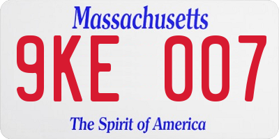 MA license plate 9KE007