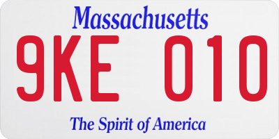 MA license plate 9KE010