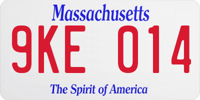 MA license plate 9KE014