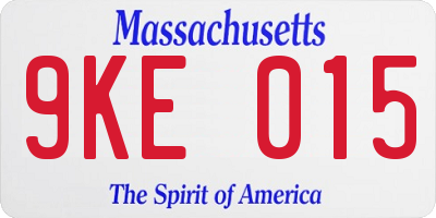 MA license plate 9KE015