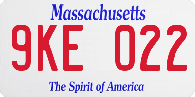 MA license plate 9KE022