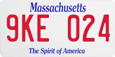 MA license plate 9KE024