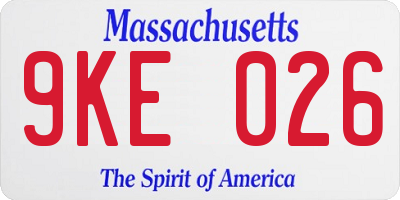 MA license plate 9KE026