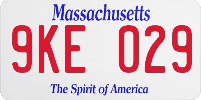 MA license plate 9KE029