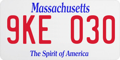 MA license plate 9KE030