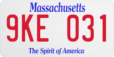 MA license plate 9KE031