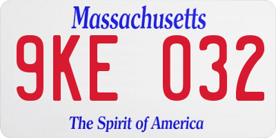 MA license plate 9KE032