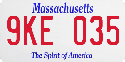 MA license plate 9KE035