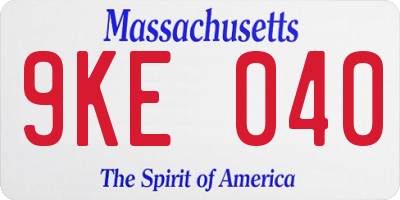 MA license plate 9KE040