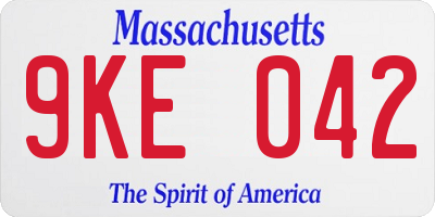 MA license plate 9KE042