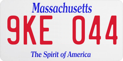 MA license plate 9KE044