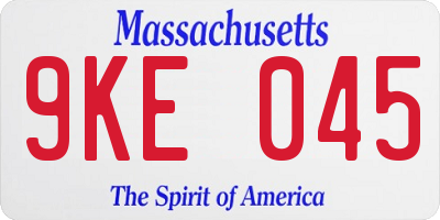 MA license plate 9KE045