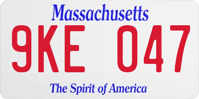 MA license plate 9KE047