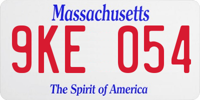 MA license plate 9KE054