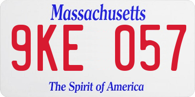 MA license plate 9KE057
