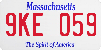 MA license plate 9KE059