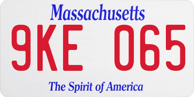 MA license plate 9KE065