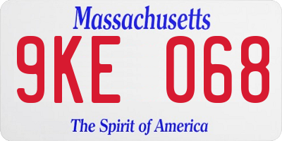 MA license plate 9KE068