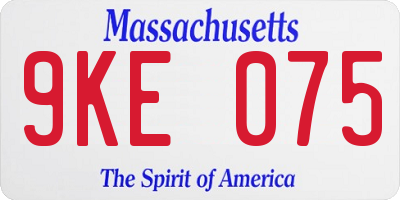 MA license plate 9KE075
