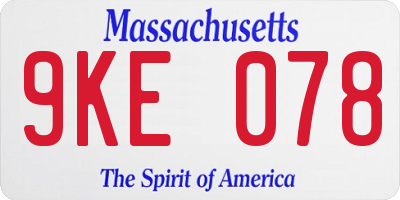 MA license plate 9KE078