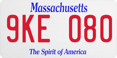 MA license plate 9KE080