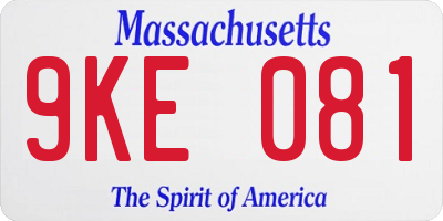 MA license plate 9KE081