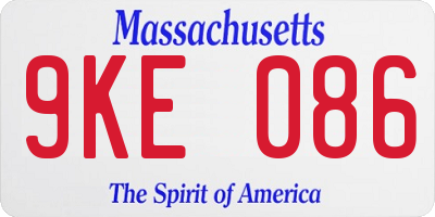 MA license plate 9KE086