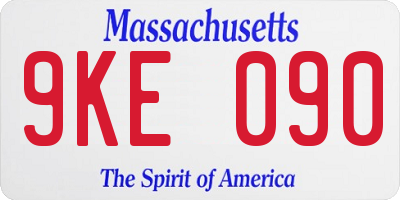 MA license plate 9KE090