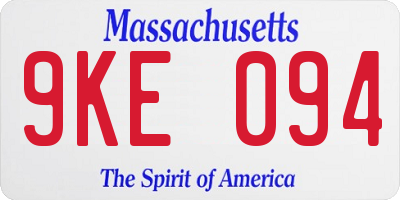 MA license plate 9KE094