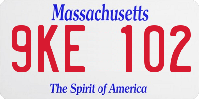 MA license plate 9KE102