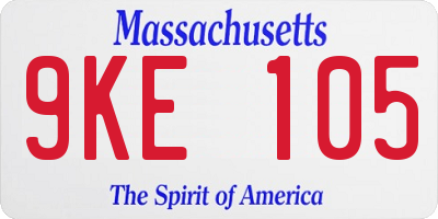 MA license plate 9KE105