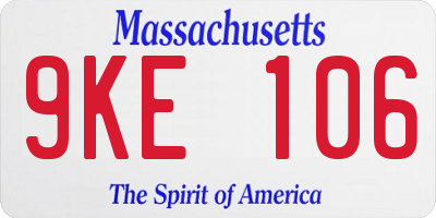 MA license plate 9KE106