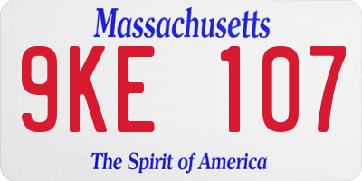 MA license plate 9KE107