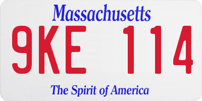 MA license plate 9KE114