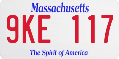 MA license plate 9KE117