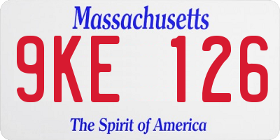 MA license plate 9KE126