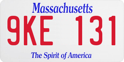 MA license plate 9KE131
