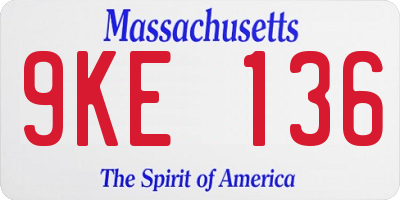MA license plate 9KE136