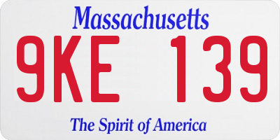 MA license plate 9KE139