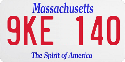 MA license plate 9KE140